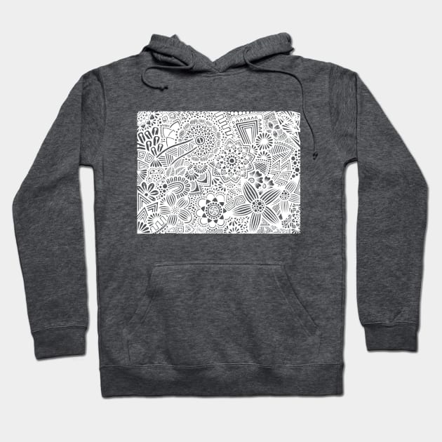 White Zentangle Pattern Hoodie by MyownArt